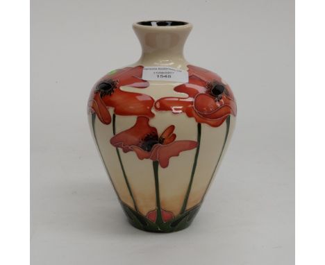 A Moorcroft shouldered and narrow necked vase in the 'Blue Poppy' pattern, 1st quality, designed by Nicola Slane, unusual col