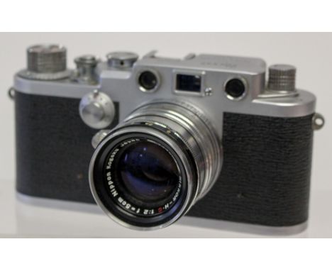 Nicca: A Nicca Camera Co. Ltd 3-F Serial No. 96901, rangefinder camera body, complete with a Nippon Kogaku Japan No. 744669, 