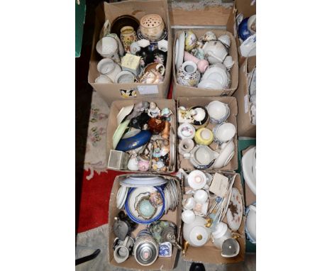 Six boxes of assorted ceramics, including a box of Oriental wares, Carn, Nao, Woods ware, etc (6) 