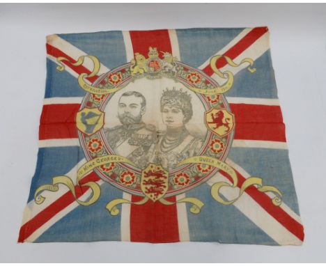 A George V and Queen Mary 1911 Coronation Commemorative flag, printed double portrait 