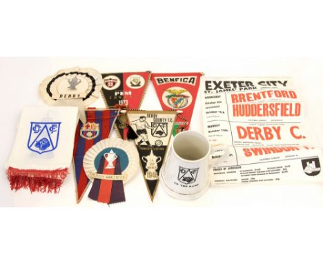 Derby County Memorabilia: A collection of Derby County memorabilia to comprise: a Derby County League Champions scarf, cerami