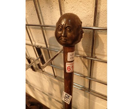 Brass four faced Buddha walking stick