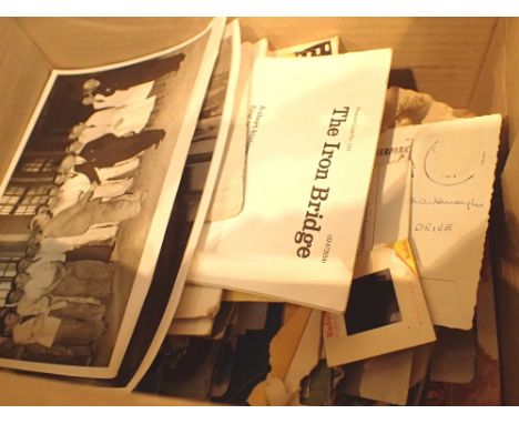 Mixed ephemera photographs and postcards including 1914 Royal visit to Port Sunlight dance ticket 
