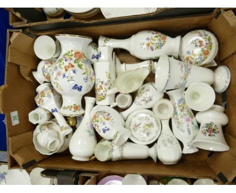 A mixed collection of floral pottery items to include: Aynsley Cottage Garden Lamp Base, Vases, Urns together with Coalport A