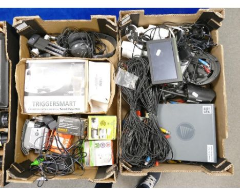 A large collection of CCTV / Survailance equipment to include: camera's, HD recorder, cables controlers etc ( 2 trays) 