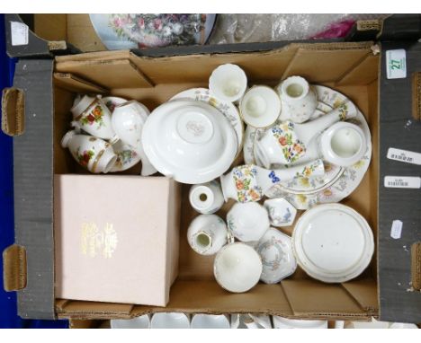 A mixed collection of floral teaware to include:Royal Albert Vases, Foley rimmed bowls, Aynsley Cottage Garden Vases, Leonard