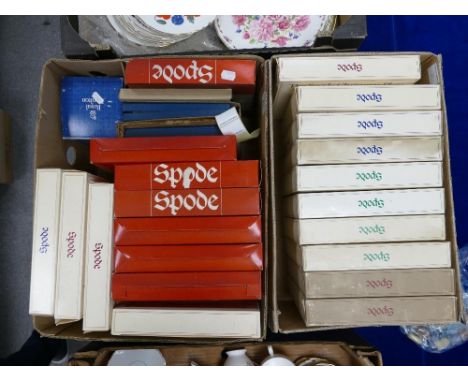 A large collection of Spode &amp; similar boxed Christmas Plates &amp; Royal Doulton similar tankard( 2 trays) 