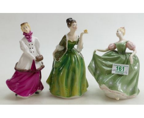Royal Doulton Lady Figures: Michele HN2234, Fleur HN2368 together with Royal Worcester figure Royal Waltz(3) 