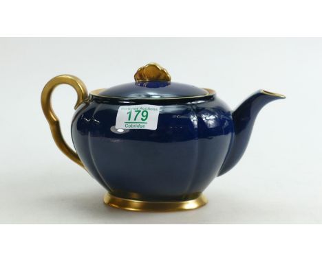 Carltonware Cobolt Blue &amp; Gilt: Art Deco Teapot 