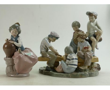 Pporcelain figurines from Zaphir in Spain: to include a group of children playing cards ( cracked and boys legs glued) and a 