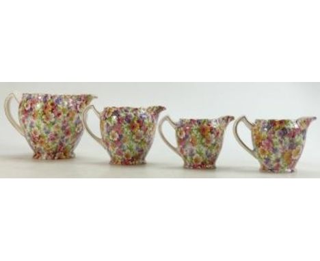 James Kent Chintz Du Barry Fenton Pottery items to include: Graduated jug set with additional duplicate smallest item. (4) 