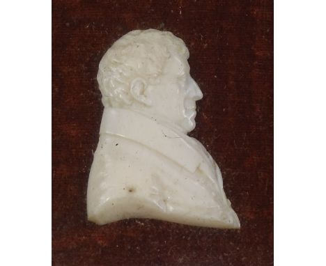 An early 19th century carved ivory cameo portrait of Thomas Telford (1757 - 1834, civil engineer and architect), done by J Pe