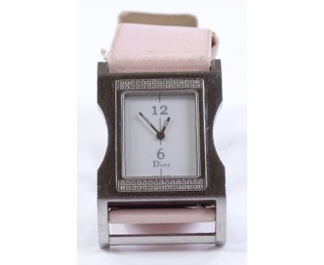 A lady's Vintage Christian Dior wristwatch, stainless steel case with diamond set bezel, quartz movement, reference DV3036, s