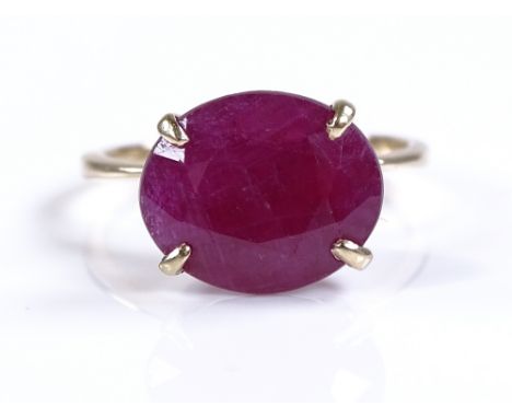 A 9ct gold Madagascan ruby ring, ruby approx 6.71cts, size L, 2.9g