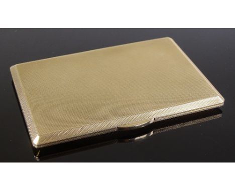 A 9ct gold rectangular engine turned cigarette case, marked Dunhill London, length 123.8mm, 169.1g