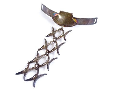 A Danish sterling silver stylised neck band pendant, by N E From, overall height 112mm, 25.8g