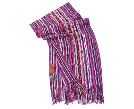 Missoni Italy long knitted scarf in red / pink / purple, length 188cm