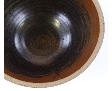 David Leach Lowerdown Pottery bowl, tenmoku glaze interior, diameter 19cm, height 13cm, together with a book (2)