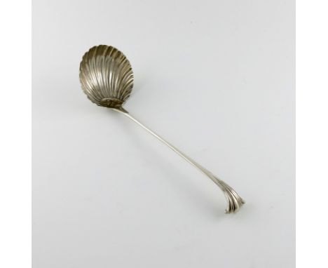 A George III silver Onslow pattern soup ladle, by George Baskerville, London 1761, shell bowl, the reverse of the terminal en