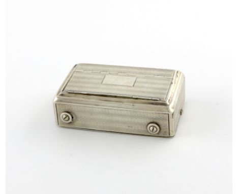 A George III silver musical snuff box, by John Shaw, Birmingham 1819, rectangular form, engine-turned decoration, the hinged 