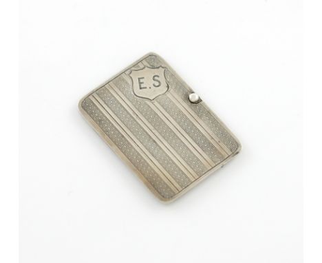 An Edwardian silver double stamp case, by the Ahronsberg Brothers, Birmingham 1908, rectangular form, engine-turned decoratio