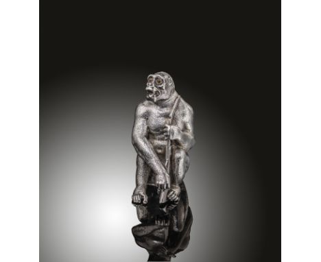 A Victorian novelty silver gorilla pepper pot, by Thomas, William, Henry and Louis Dee, London 1861, modelled as a seated gor