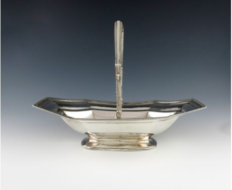 A George III silver swing-handled basket, by Robert and Samuel Hennell, London 1805, rectangular form, incurved corners, gadr