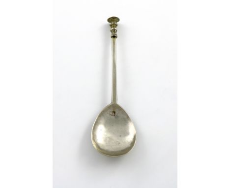 A Charles I unascribed English provincial silver Seal-top spoon, maker' mark only, RW, circa 1637, fig-shaped bowl, faceted s