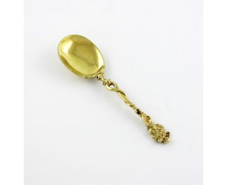 A William IV silver-gilt spoon, by Paul Storr, London 1832, the handle with intertwined and pierced grape-vine decoration, th