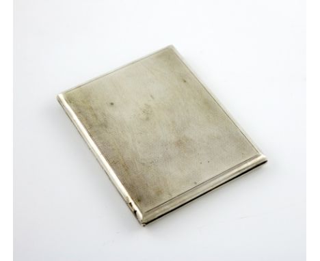 A presentation silver cigarette case, by Asprey and Co. Ltd, London 1930, rectangular slide-action form, engine-turned decora