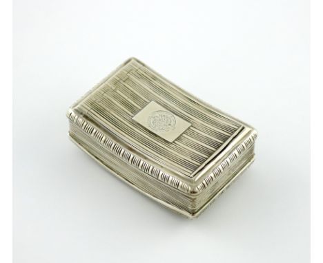 A George III silver snuff box, by John Shaw, Birmingham 1819, shaped circular form, reeded decoration, flush-hinged cover wit