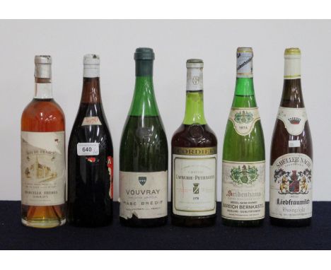 1 bt Unknown Bordeaux Rosé Vintage Unknown Marcelle Frères vts, bs/sl cdl/ foil sl damage 1 bt Unknown Red Wine1970 vintage s