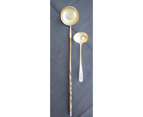 A SILVER LADLE BY ROBERT GRAY, EDINBURGH 1793 and a toddy ladle with twisted horn handle
