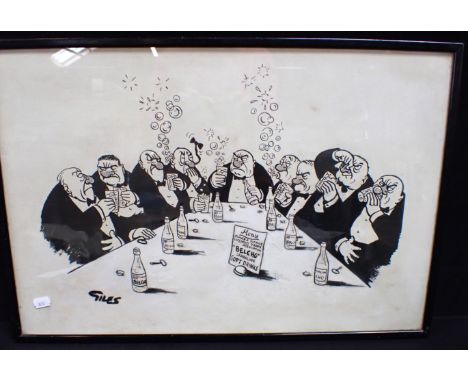 'GILES' (RONALD CARL GILES) 1916-95 A CARTOON; 'BELCHO' showing members of 'Ipswich and Suffolk Licensed Trade Association' d