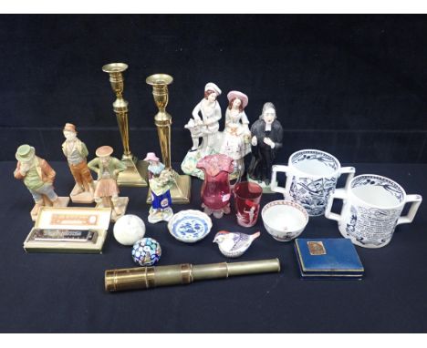 THREE ROYAL WORCESTER JAMES HADLEY FIGURINES nos. 851, 913 and 835 (some damage), a Royal Crown Derby bird, with gilt stopper