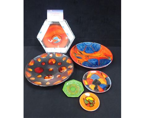 A COLLECTION OF MODERN POOLE POTTERY to include two chargers and some smaller plates