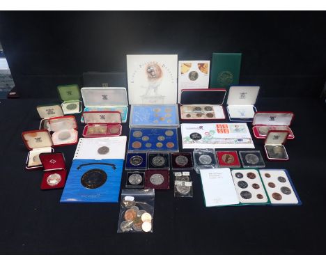 A COLLECTION OF COIN SETS and others, including Jersey 1966 crowns, and various commemoratives, Spanish Armada anniversary br