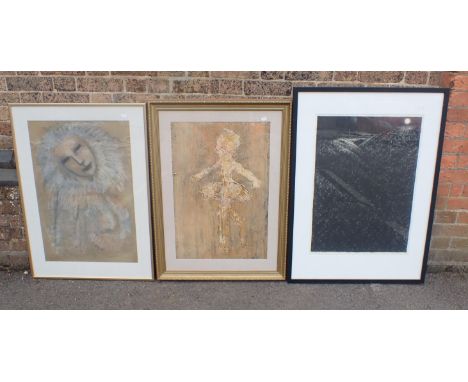 ROB POUNDBURY Moonlit Fosse, Mai Dun, etching 1999, 100 x 72 cms, with two portraits by M Laywine (3)