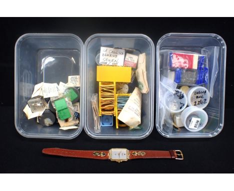 A QUANTITY OF WATCH PARTS including Gruen, Jaeger-LeCoultre, Bulova and Hamilton (old watch repairers stock)