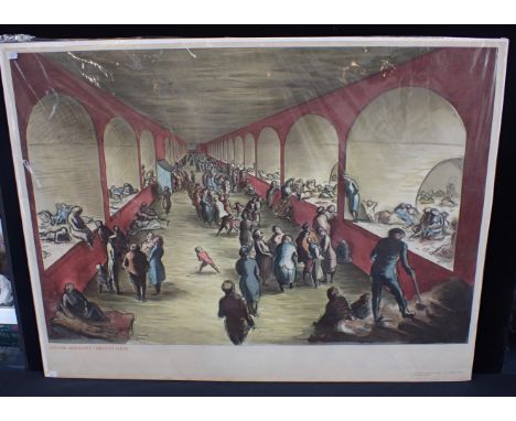 EDWARD ARDIZZONE 1900-79; 'SHELTER SCENE', LITHOGRAPH published by The National Gallery, The Baynard Press, 77 x 102cm
