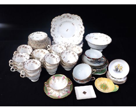 ENGLISH BONE CHINA PART TEA AND COFFEE SERVICE mid Victorian, with other ceramics including Royal Worcester and Carlton dishe