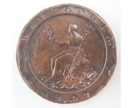 1797 cartwheel two pence of George III - gF. UK P&amp;P Group 0 (£6+VAT for the first lot and £1+VAT for subsequent lots)&nbs