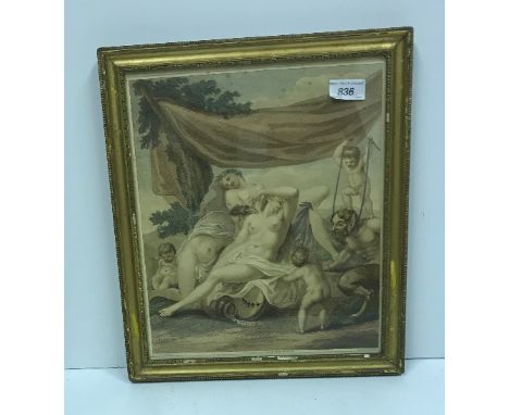 AFTER I B CIPRIANI "Classical Scene with Fawn and Cherubs and Putti", colour engraving by M Bovis, published Jan 1st 1809 by 