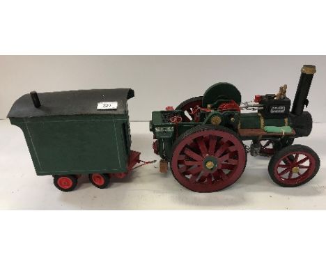 Two scratch built wooden and metal embellished 10-ton traction engines, models, one with driver, together with various die-ca