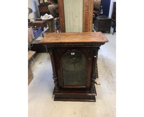 A Victorian mahogany cased polyphon, penny operated, table top, with single drawer, 69.5 cm wide x 92.5 cm high, together wit