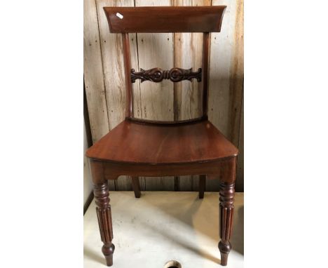 A 19th Century Norfolk mahogany bar back dining chair with dished seat on turned and reeded tapering legs, together with a vi