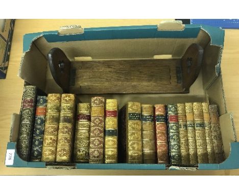 A box of various tooled and gilded leather bound books including MAXWELL "Life of Wellington", poetical works of R BROWNING, 