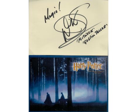 Warwick Davis signed Autograph page 5.75x4 Inch. Plus, Postcard & Film Cells. 'Harry Potter and Philosopher's Stone'. Known f