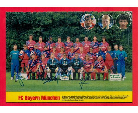 FC Bayern Munich multi signed 12x8 team photo. Signatures such as Labbadia, Wohlfarth, Scjeuer, Aumann, Sternkopf, Schupp, Wo