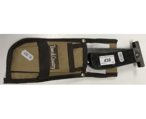 A Case American Arms folding knife/machete with slightly curved blade, stamped "Case XX", folding action with black plastic c